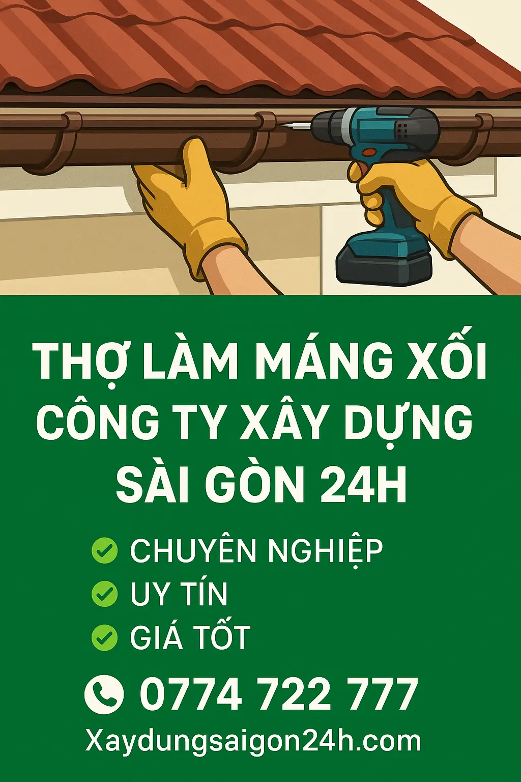 Thợ Làm Máng Xối Quận 1 Uy Tín – Thi Công Máng Xối Mái Tôn Chuyên Nghiệp 4 thợ làm máng xối